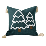 Christmas Tree Embroidered Cotton Canvas Pillow Cover A